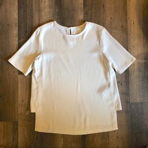 H&M Women's Ivory Short Sleeve Blouse w/ Side Slit